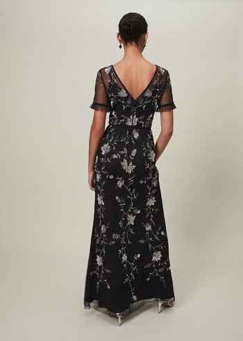 Phase Eight Sierra Sequin Floral Dress Black Canada | GVFCWQ-375